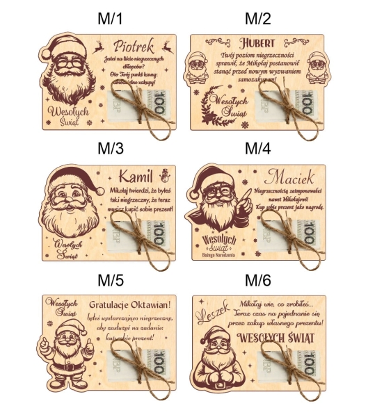 Bon Świąteczny z miejscem na banknot oraz zabawnym tekstem ze sklejki Mega Prezencik