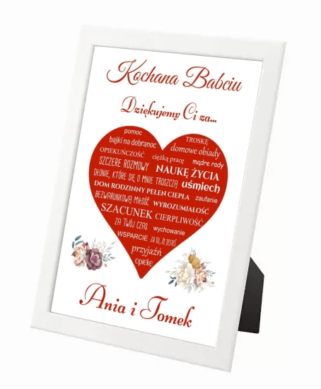 Podziękowanie biała ramka dla Babci i Dziadka. Prezent na dzień Babci i Dziadka