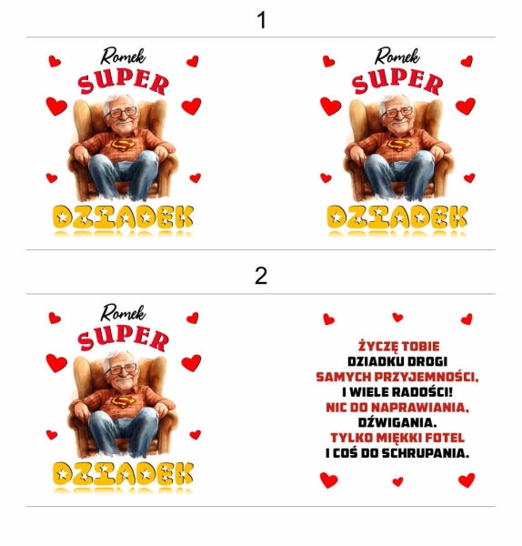 Wyjątkowy kubek z grafiką Dziadka Superbohatera. Kubek SUPER DZIADEK Mega Prezencik