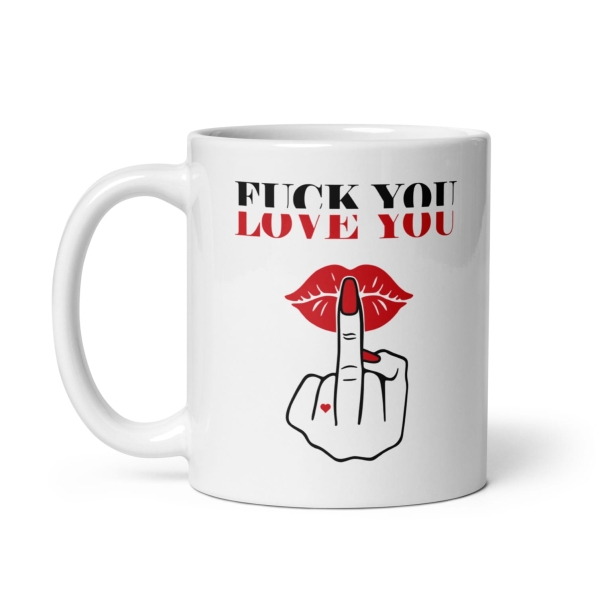 Biały Kubek z zabawnym napisem FU*K YOU oraz napis LOVE YOU Mega Prezencik