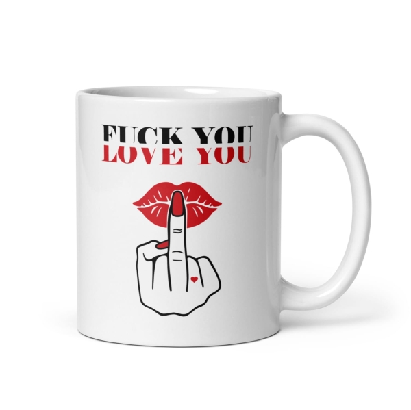 Biały Kubek z zabawnym napisem FU*K YOU oraz napis LOVE YOU Mega Prezencik