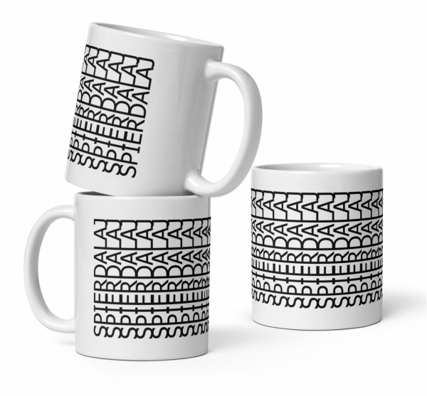 Biały Kubek z zabawnym napisem SPIE*RDALAJ. Kubek z ukrytym przekazem Mega Prezencik