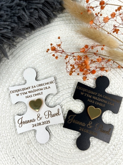 Magnes podziękowanie dla gości weselnych. Puzzle magnesy ślubne z HDF