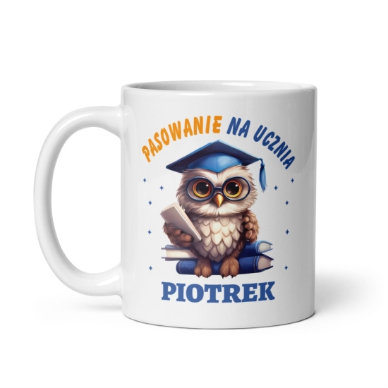Personalizowany Kubek dla Pierwszoklasisty – Pasowanie na Ucznia – Sowa w Birecie