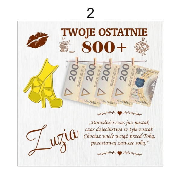 Głęboka Biała Ramka 3D urodzinowa – Twoje ostatnie 800+ Mega Prezencik