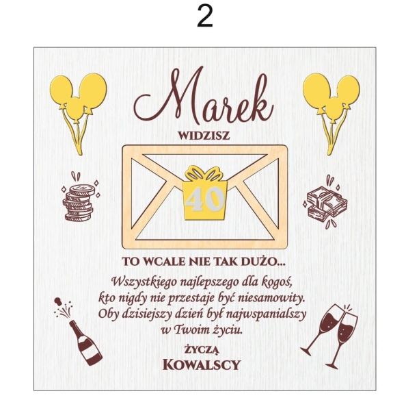 Głęboka Biała Ramka 3D urodzinowa –Widzisz 40 to wcale nie tak dużo Mega Prezencik