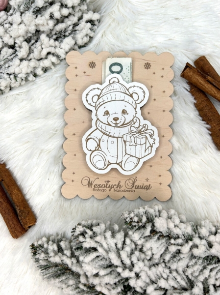 Bon podarunkowy Wesołych Świąt z dedykowanym miejscem na banknot Mega Prezencik