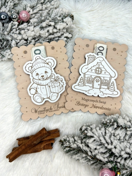 Bon podarunkowy Wesołych Świąt z dedykowanym miejscem na banknot Mega Prezencik