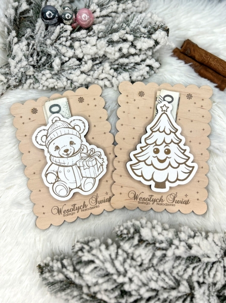 Bon podarunkowy Wesołych Świąt z dedykowanym miejscem na banknot Mega Prezencik