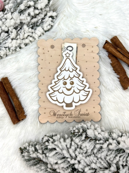 Bon podarunkowy Wesołych Świąt z dedykowanym miejscem na banknot Mega Prezencik