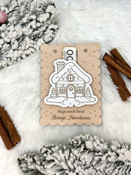 Bon podarunkowy Wesołych Świąt z dedykowanym miejscem na banknot Mega Prezencik