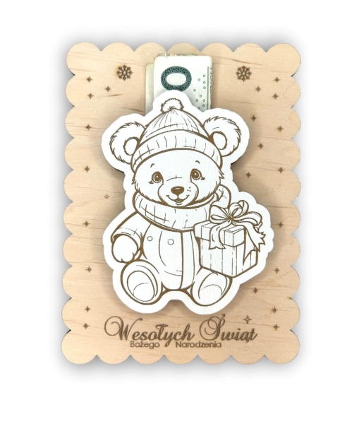 Bon podarunkowy Wesołych Świąt z dedykowanym miejscem na banknot Mega Prezencik