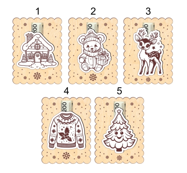 Bon podarunkowy Wesołych Świąt z dedykowanym miejscem na banknot Mega Prezencik