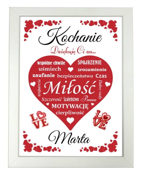 Ramka Walentynkowa z Sercem – Prezent Personalizowany z życzeniami Mega Prezencik