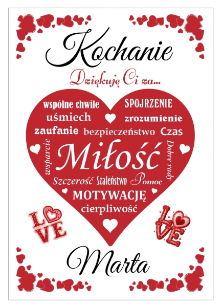 Ramka Walentynkowa z Sercem – Prezent Personalizowany z życzeniami Mega Prezencik