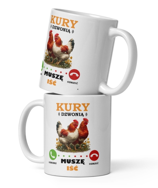 Kubek Kury dzwonią, muszę iść – Śmieszny prezent dla hodowcy i miłośnika wsi. Mega Prezencik