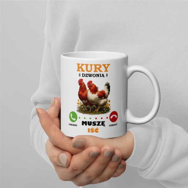 Kubek Kury dzwonią, muszę iść – Śmieszny prezent dla hodowcy i miłośnika wsi. Mega Prezencik