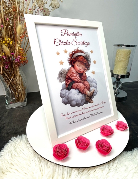 Wyjątkowa Pamiątka Chrztu Świętego –Personalizowany Obraz w Białej Ramie Mega Prezencik