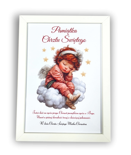 Wyjątkowa Pamiątka Chrztu Świętego –Personalizowany Obraz w Białej Ramie Mega Prezencik