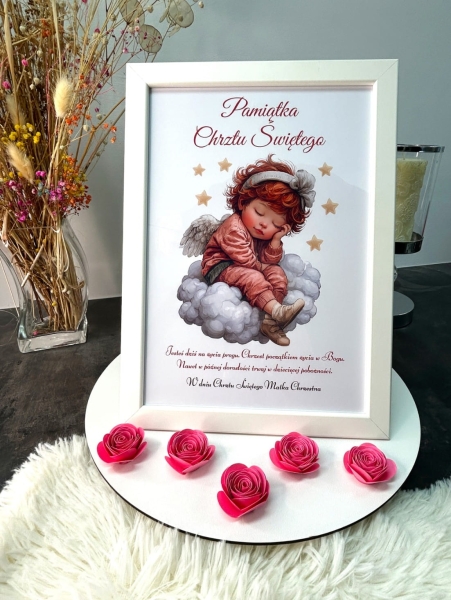 Wyjątkowa Pamiątka Chrztu Świętego –Personalizowany Obraz w Białej Ramie Mega Prezencik