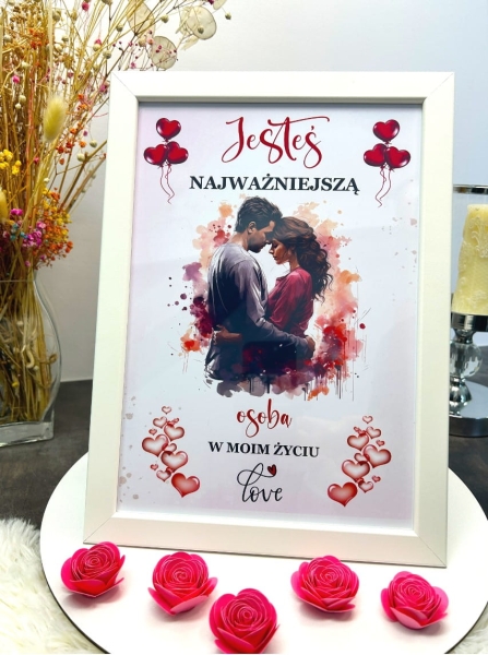 Elegancka Ramka z Grafiką „Jesteś Najważniejszą Osobą” – Romantyczny Prezent dla Ukochanej Osoby Mega Prezencik