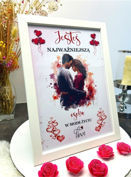 Elegancka Ramka z Grafiką „Jesteś Najważniejszą Osobą” – Romantyczny Prezent dla Ukochanej Osoby Mega Prezencik