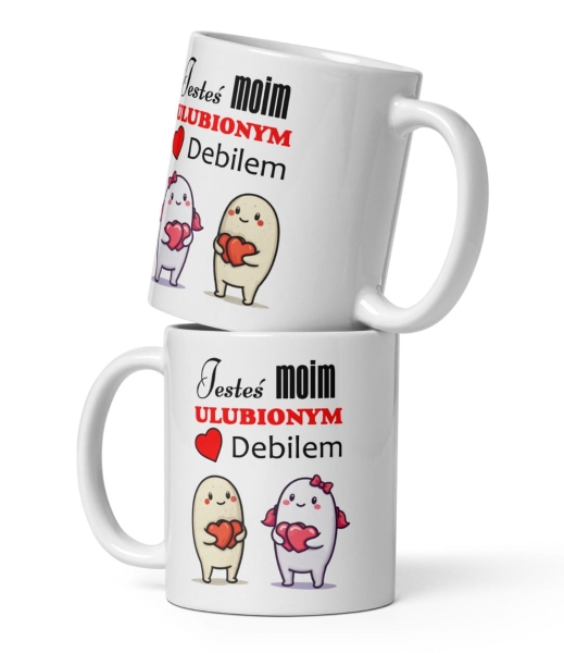 Kubek z humorem – Jesteś moim ulubionym debilem | Prezent dla pary, chłopaka, dziewczyny Mega Prezencik