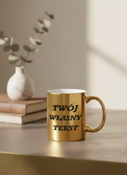 Złoty Kubek z Własnym Nadrukiem – Twój Tekst, Twoja Historia Mega Prezencik