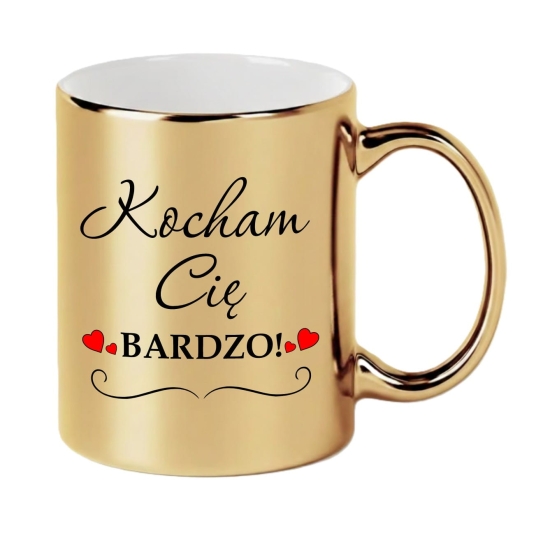 Złoty Kubek Mirror – „Kocham Cię Bardzo!” – Idealny Prezent