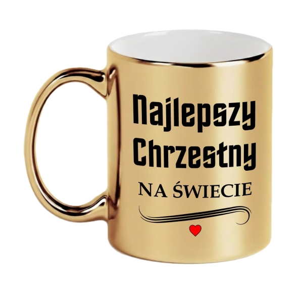 Złoty Kubek Prezent dla Ojca Chrzestnego Najlepszy Chrzestny Podziękowanie Mega Prezencik