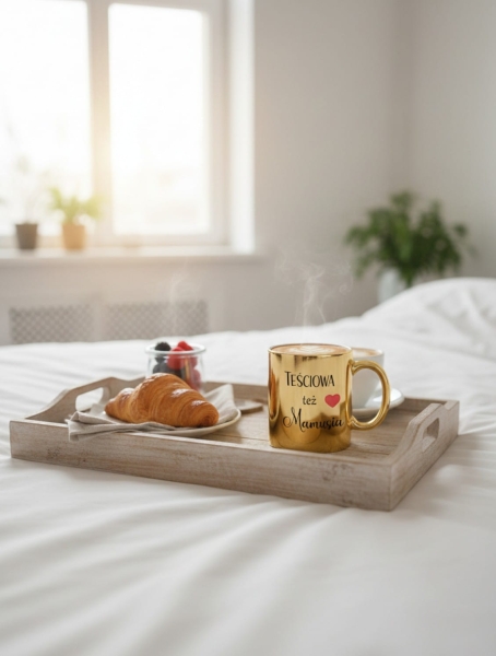 Złoty Kubek dla Teściowej TEŚCIOWA TEŻ MAMUSIA Prezent na Dzień Matki Urodziny Mega Prezencik