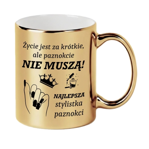 Złoty Kubek Prezent dla Stylistki Paznokci Manicurzystki Salon Beauty Glamour