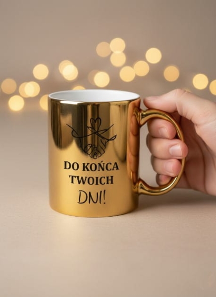 Złoty Kubek Prezent dla Niej Niego Będę Cię Wku*wiać Do Końca Twoich Dni Śmieszny Mega Prezencik