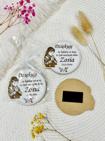Personalizowany Magnes Pamiątka I Komunii Świętej Podziękowanie dla Gości Mega Prezencik