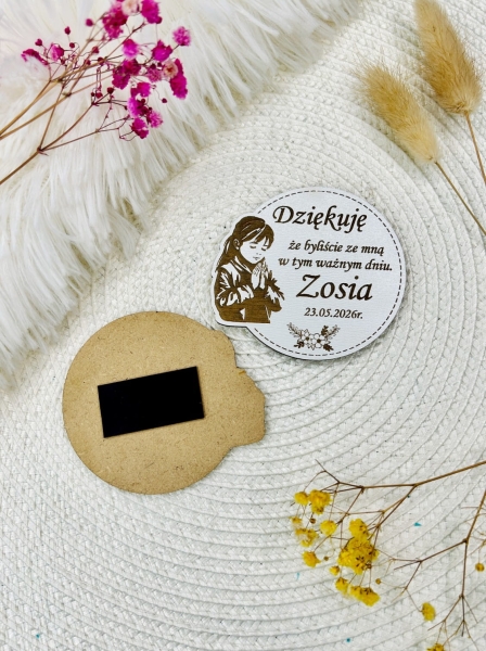 Personalizowany Magnes Pamiątka I Komunii Świętej Podziękowanie dla Gości Mega Prezencik