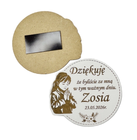 Personalizowany Magnes Pamiątka I Komunii Świętej Podziękowanie dla Gości