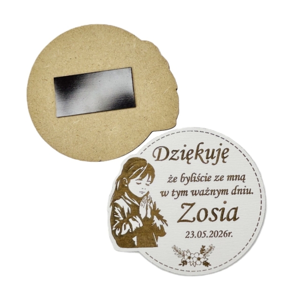 Personalizowany Magnes Pamiątka I Komunii Świętej Podziękowanie dla Gości Mega Prezencik