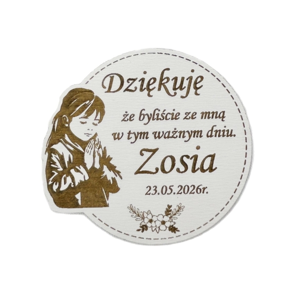 Personalizowany Magnes Pamiątka I Komunii Świętej Podziękowanie dla Gości Mega Prezencik