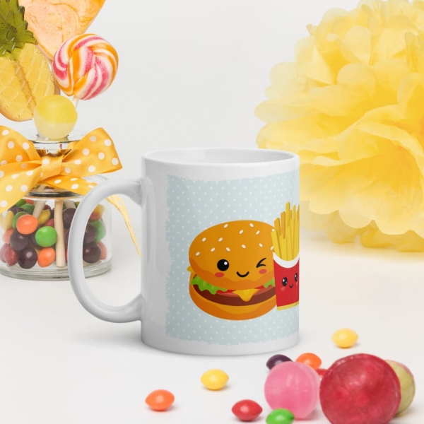 Kubek Best Friends Forever Prezent dla Przyjaciółki Przyjaciela Burger Frytki Mega Prezencik