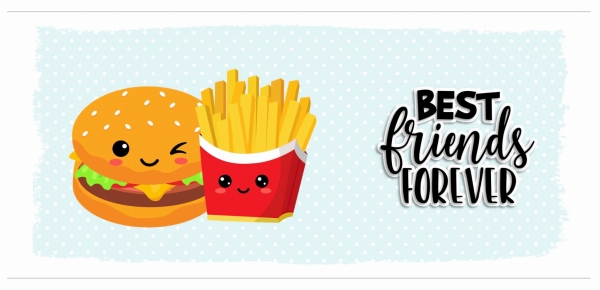 Kubek Best Friends Forever Prezent dla Przyjaciółki Przyjaciela Burger Frytki Mega Prezencik