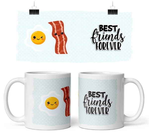 Kubek Prezent dla Przyjaciela Przyjaciółki Jajko Bekon Best Friends Forever Mega Prezencik