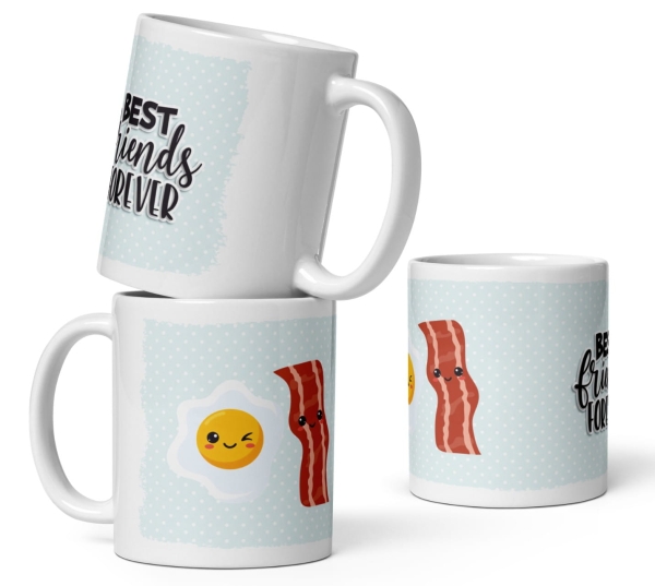 Kubek Prezent dla Przyjaciela Przyjaciółki Jajko Bekon Best Friends Forever Mega Prezencik