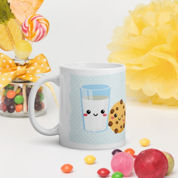 Kubek Best Friends Forever Mleko i Ciastko Prezent dla Przyjaciółki Przyjaciela Mega Prezencik