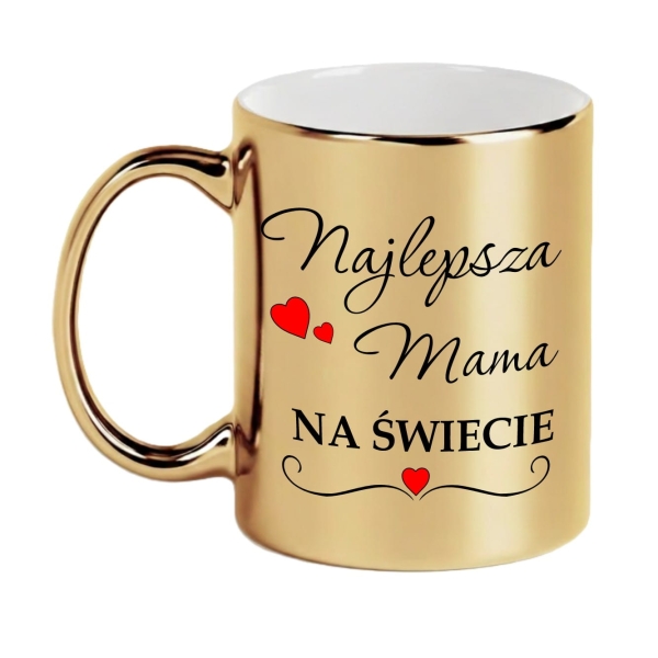 Złoty Kubek Najlepsza Mama Na Świecie Prezent Dzień Matki Urodziny Elegancki Mega Prezencik