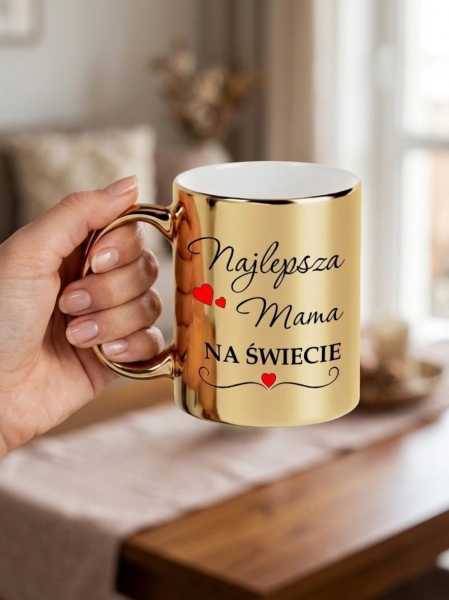 Złoty Kubek Najlepsza Mama Na Świecie Prezent Dzień Matki Urodziny Elegancki Mega Prezencik