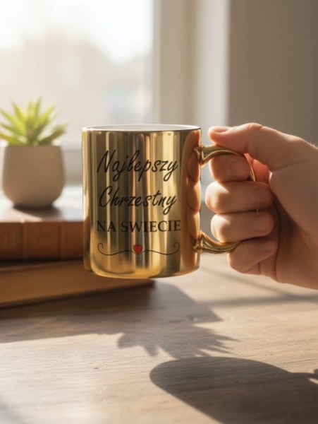Złoty Kubek dla Chrzestnego - Najlepszy Chrzestny na Świecie | Prezent Mega Prezencik