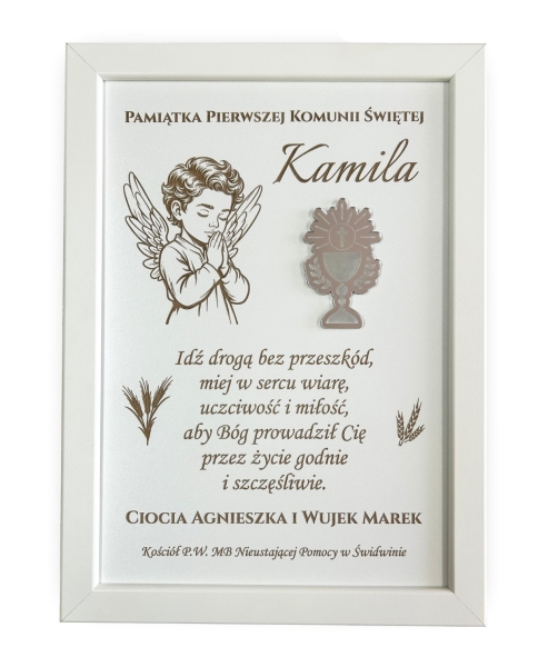 Pamiątka Pierwszej Komunii Świętej Ramka Grawer Prezent dla Chłopca Mega Prezencik