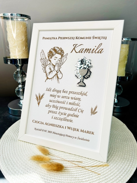 Pamiątka Pierwszej Komunii Świętej Ramka Grawer Prezent dla Chłopca Mega Prezencik
