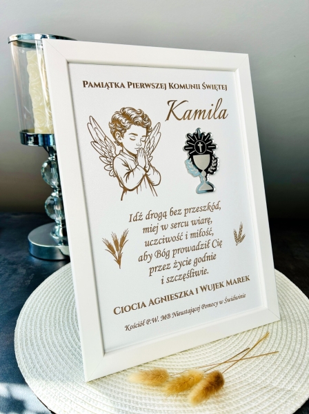 Pamiątka Pierwszej Komunii Świętej Ramka Grawer Prezent dla Chłopca Mega Prezencik
