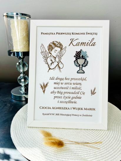 Pamiątka Pierwszej Komunii Świętej Ramka Grawer Prezent dla Chłopca